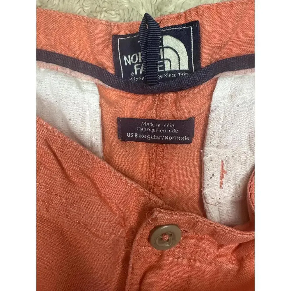 The North Face casual orange cotton/linen chino shorts Size 8
